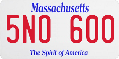 MA license plate 5NO600