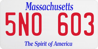 MA license plate 5NO603