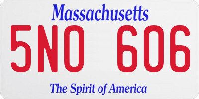 MA license plate 5NO606