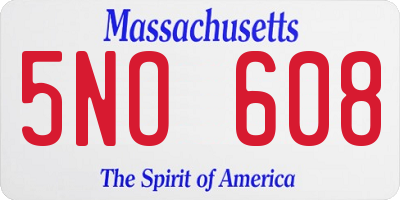 MA license plate 5NO608