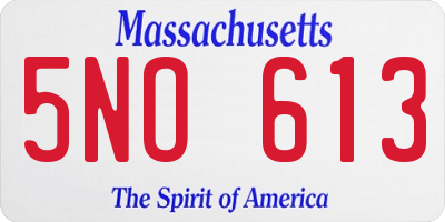 MA license plate 5NO613