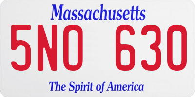 MA license plate 5NO630