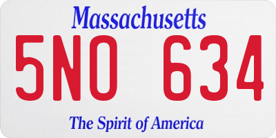 MA license plate 5NO634