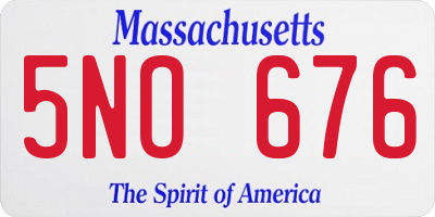 MA license plate 5NO676