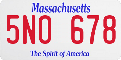 MA license plate 5NO678