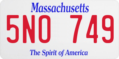 MA license plate 5NO749