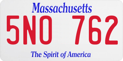 MA license plate 5NO762