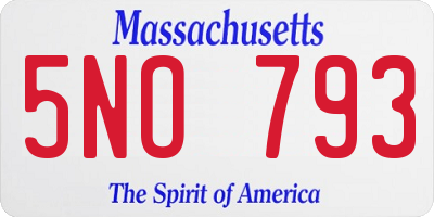 MA license plate 5NO793