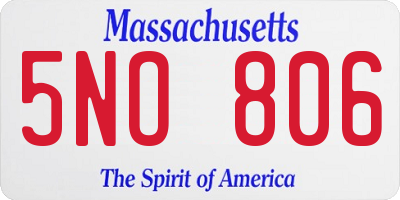 MA license plate 5NO806
