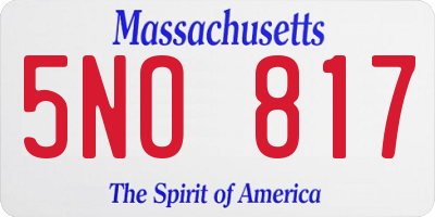 MA license plate 5NO817