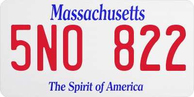 MA license plate 5NO822