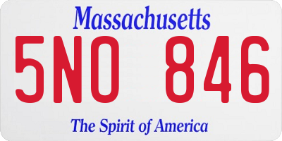 MA license plate 5NO846