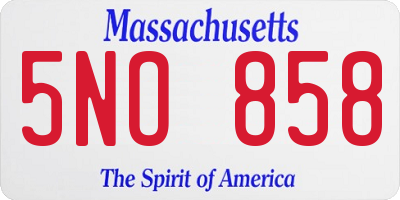 MA license plate 5NO858