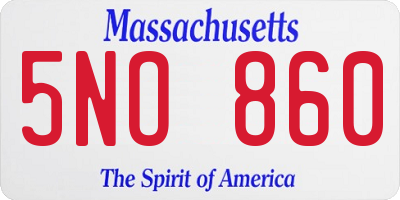 MA license plate 5NO860