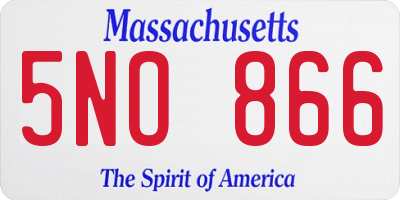 MA license plate 5NO866