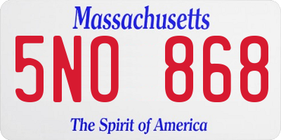 MA license plate 5NO868