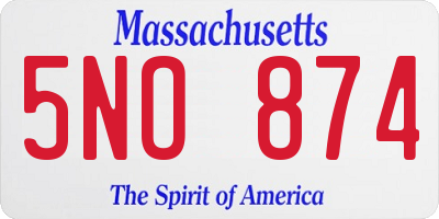 MA license plate 5NO874