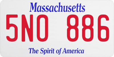 MA license plate 5NO886
