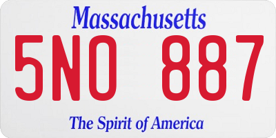 MA license plate 5NO887