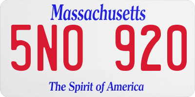 MA license plate 5NO920