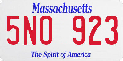MA license plate 5NO923
