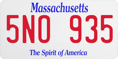 MA license plate 5NO935