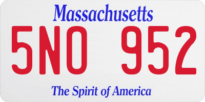 MA license plate 5NO952
