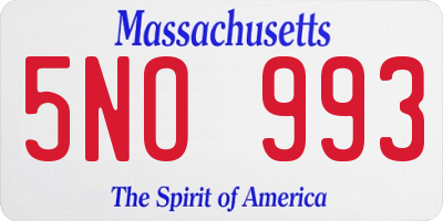 MA license plate 5NO993