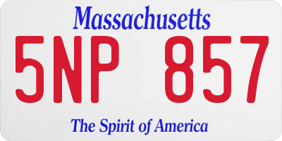 MA license plate 5NP857