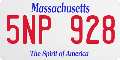 MA license plate 5NP928