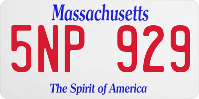 MA license plate 5NP929