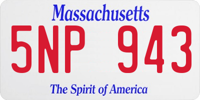 MA license plate 5NP943