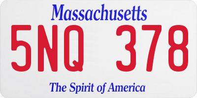 MA license plate 5NQ378