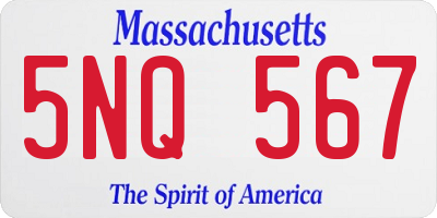 MA license plate 5NQ567
