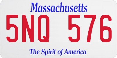 MA license plate 5NQ576