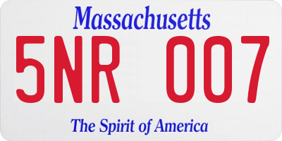 MA license plate 5NR007