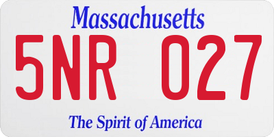 MA license plate 5NR027