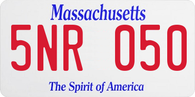 MA license plate 5NR050