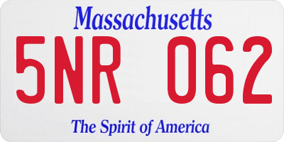 MA license plate 5NR062