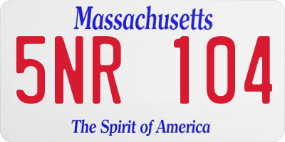MA license plate 5NR104