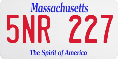 MA license plate 5NR227