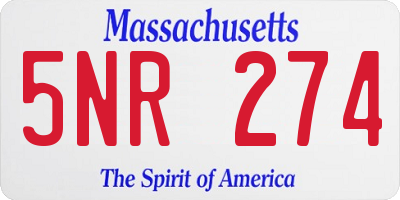 MA license plate 5NR274