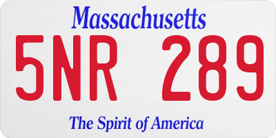 MA license plate 5NR289