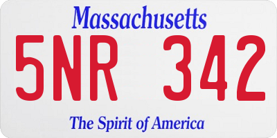 MA license plate 5NR342