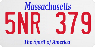 MA license plate 5NR379