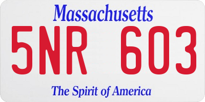 MA license plate 5NR603