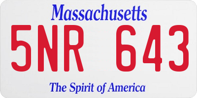 MA license plate 5NR643