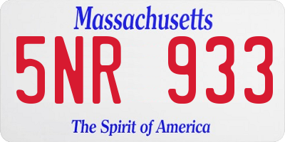 MA license plate 5NR933