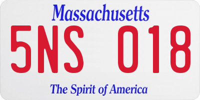 MA license plate 5NS018