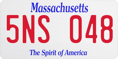 MA license plate 5NS048